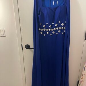 Blue Sequin Embellished Sweetheart Maxi Gown